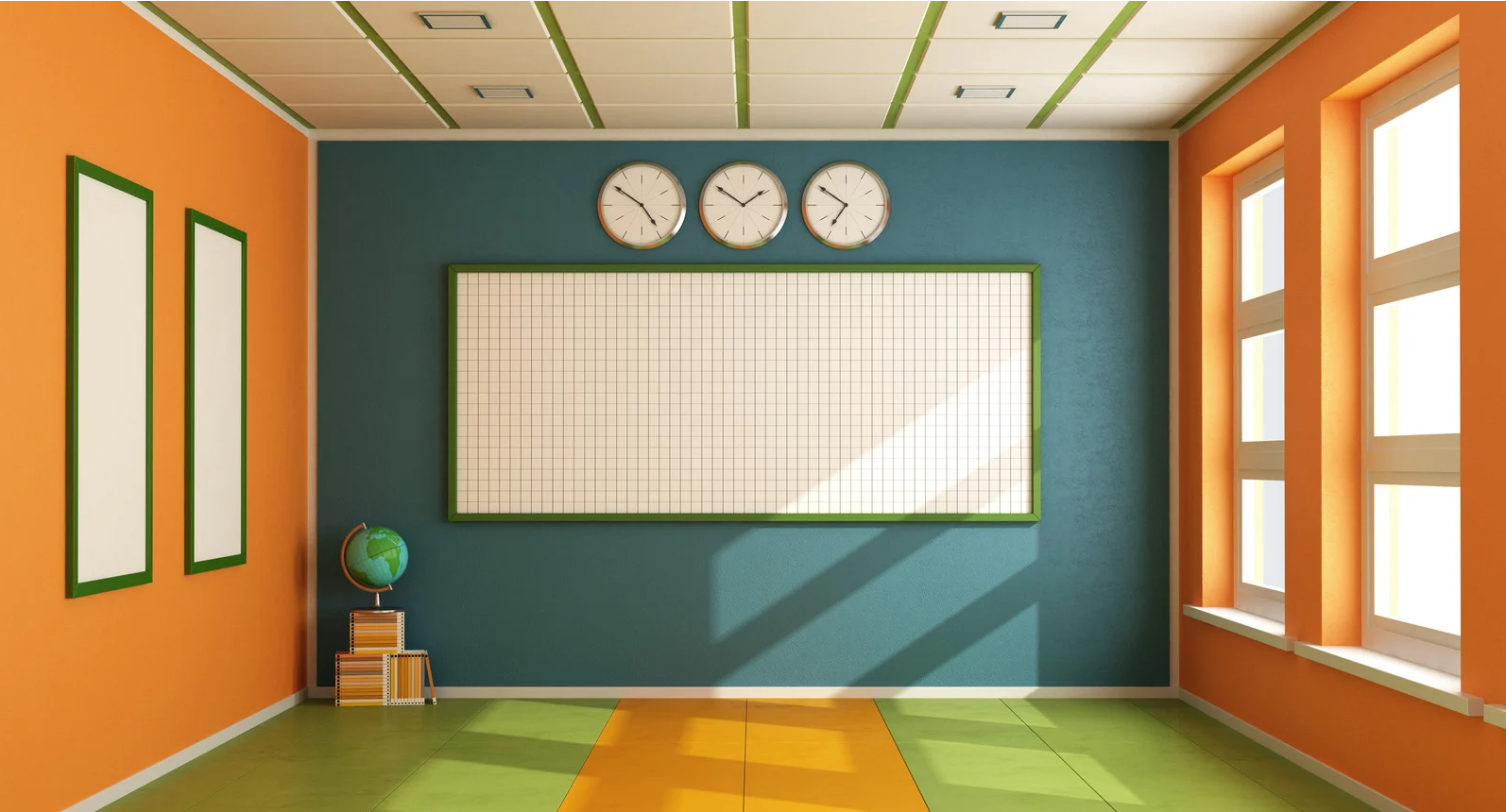 A classroom with different colors