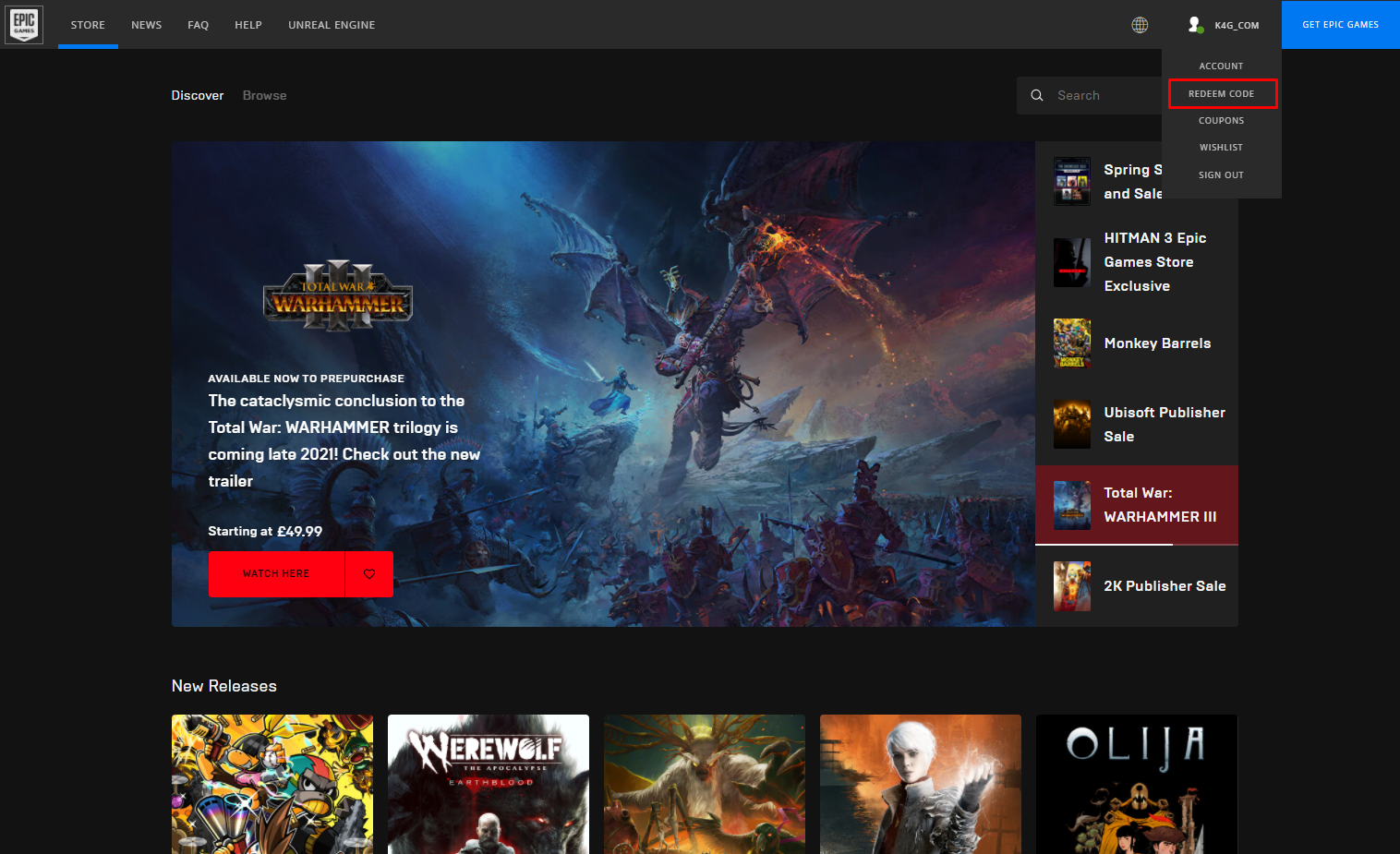 How to activate cd key on Epic games Launcher