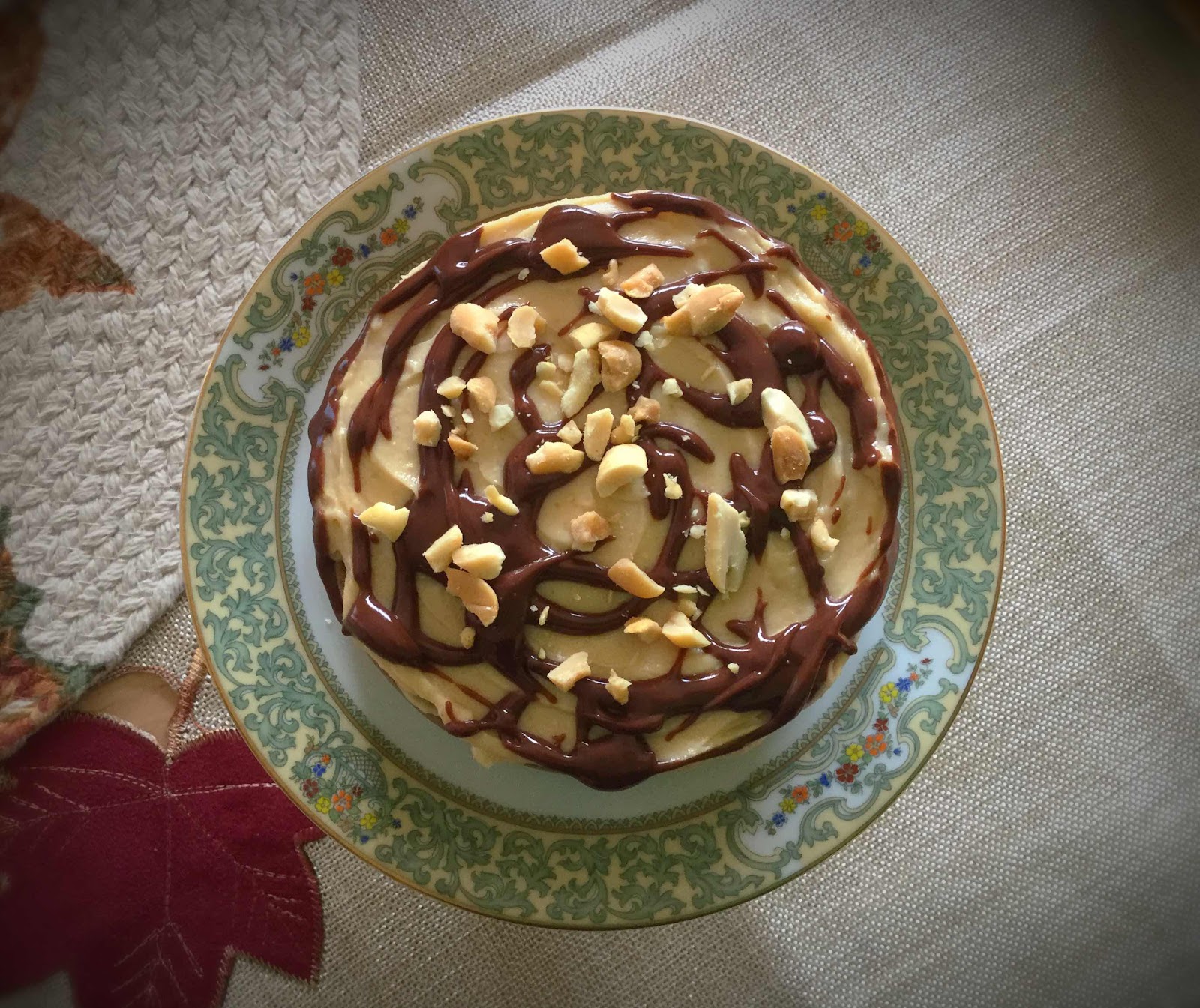 Chocolate Peanut Butter Chaffle Cake (top view)