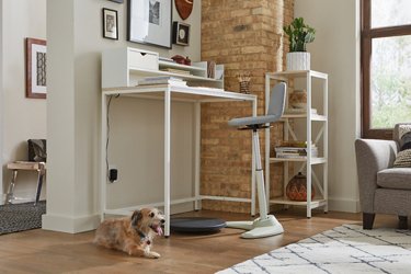 Brite Collection standing desk set in a living room shown at a low angle