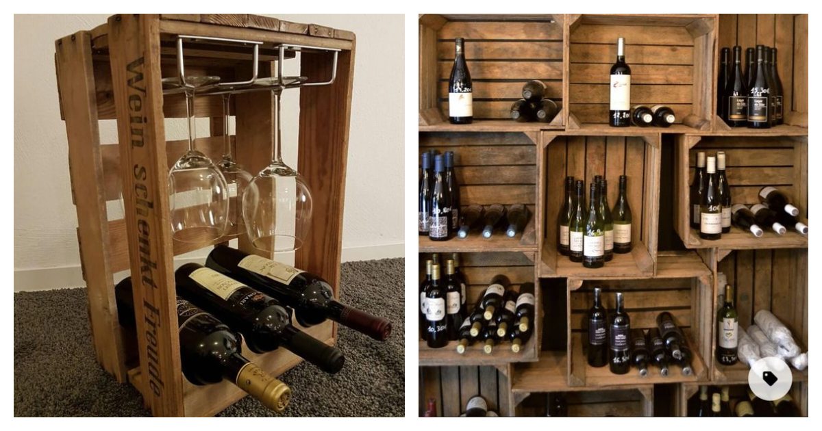 wooden crate wine rack