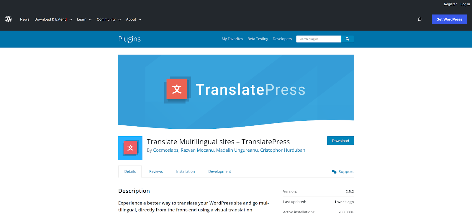 TranslatePress WordPress Plugin for multilingual sites.