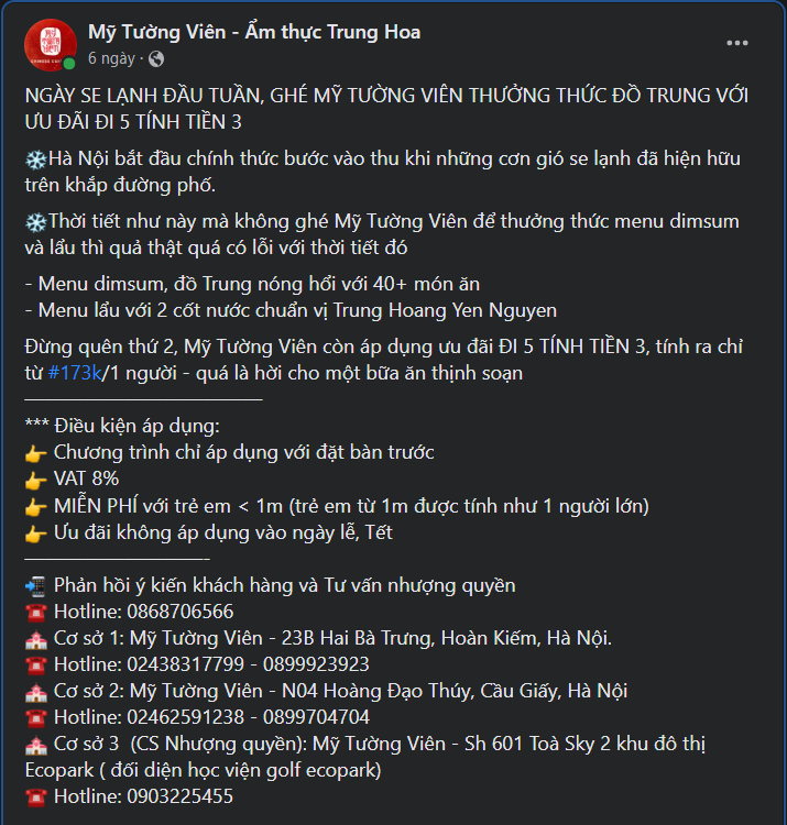 Mẫu content bán hàng đồ ăn/thực phẩm