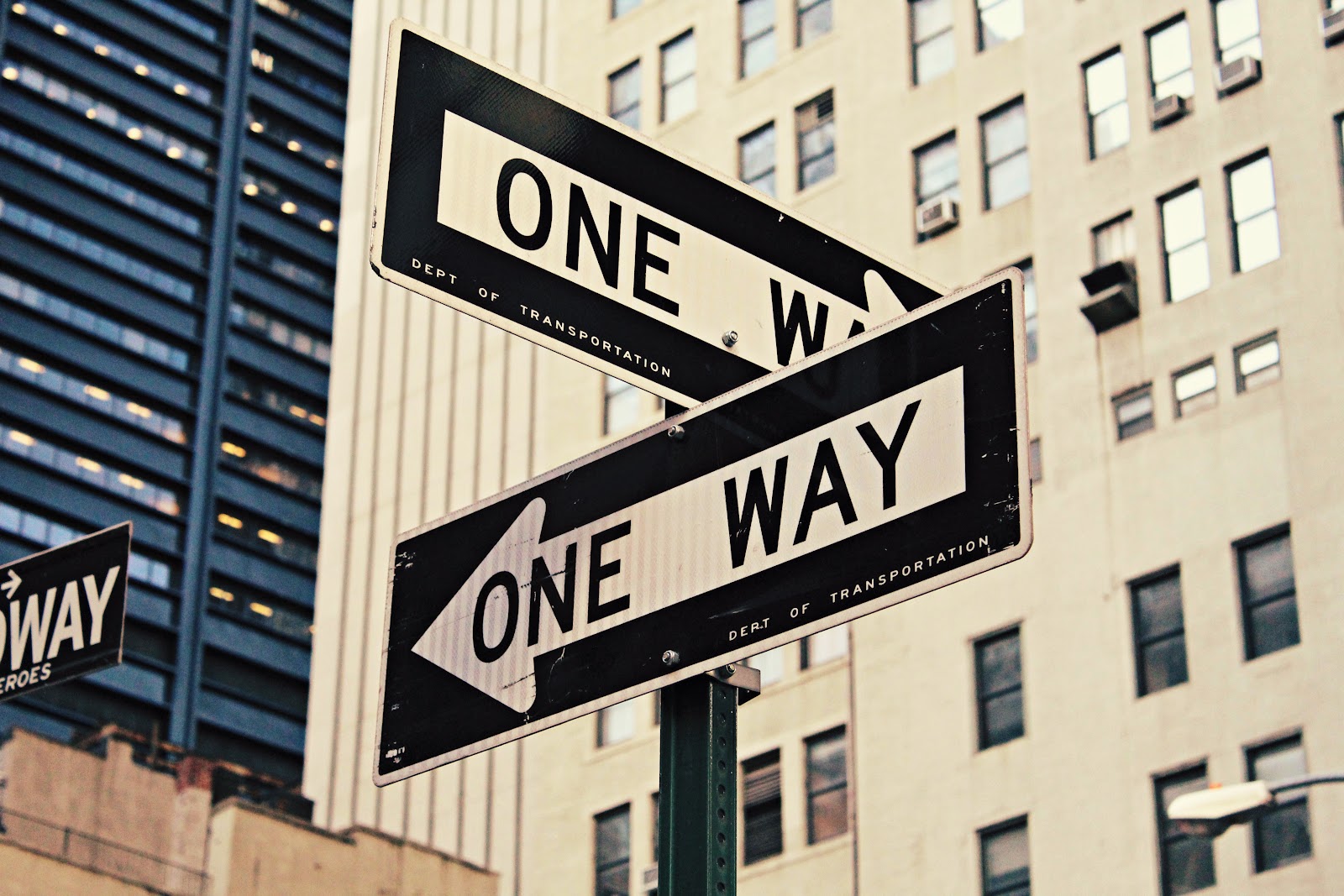 One way sign on the street