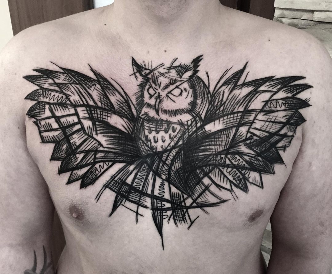 shaded owl tattoo