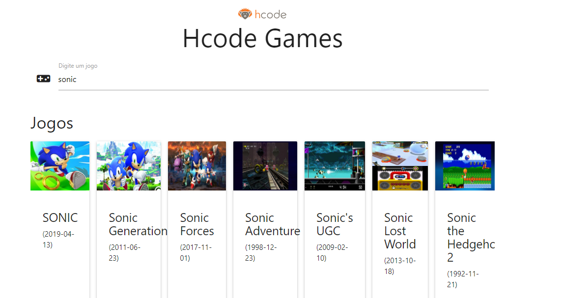 Resultado do Hcode Games