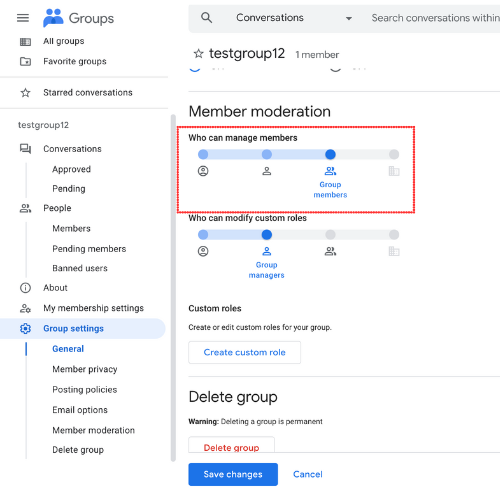 Unable to add members in a a group