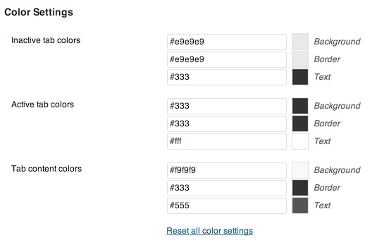 Configurações de cores
