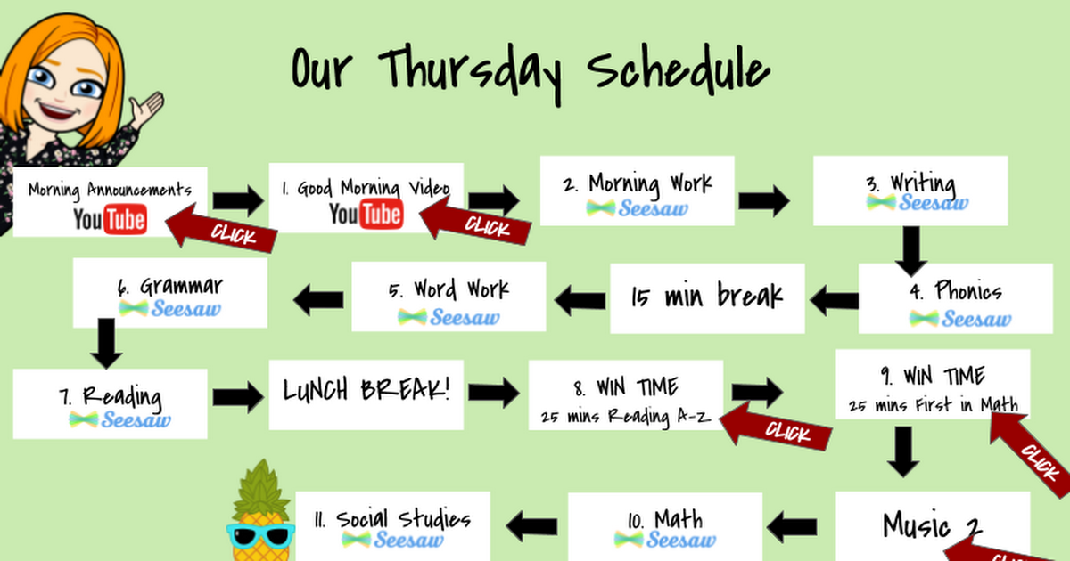 Our Thursday Schedule 10/1