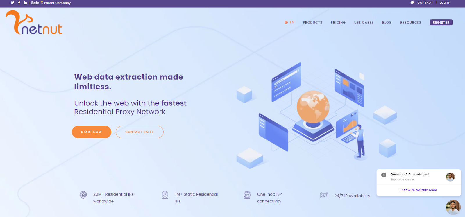 Homepage of NetNut