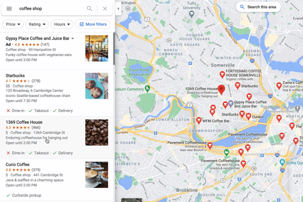 google maps business profile reviews example