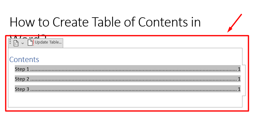 How to create Table of Content in Word?