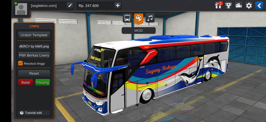 Download Mod Bussid Sugeng Rahayu JB3+ Mercy O500R