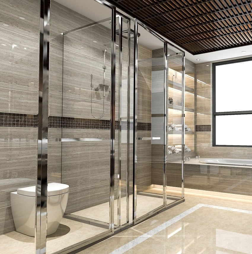 Shower glass doors can show off your beautiful shower. Source: Designing Idea