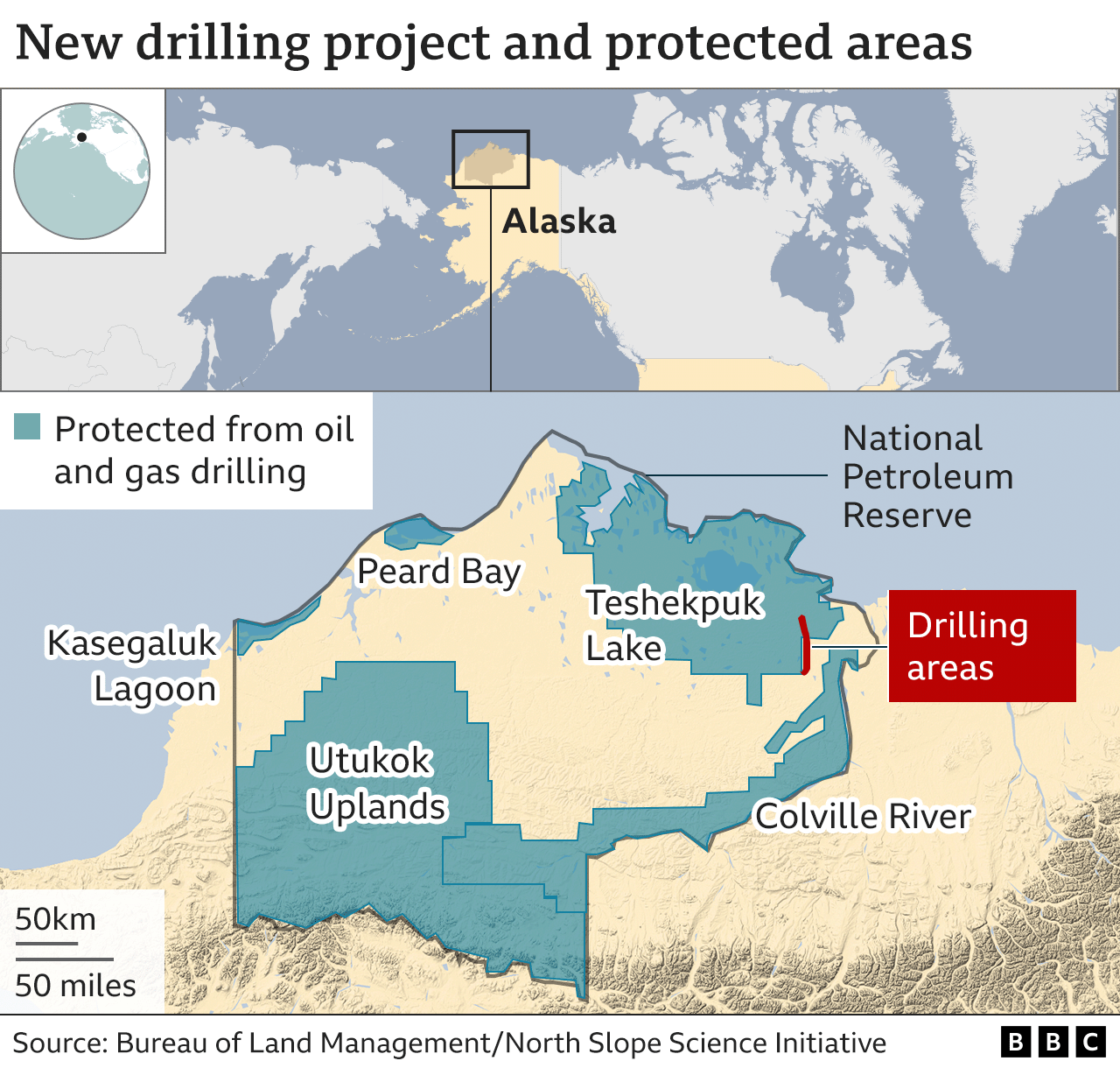 Map of drilling project and protected areas