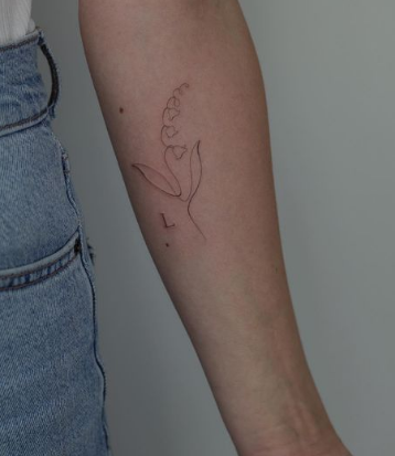 One Line Lily Of The Valley Tattoo