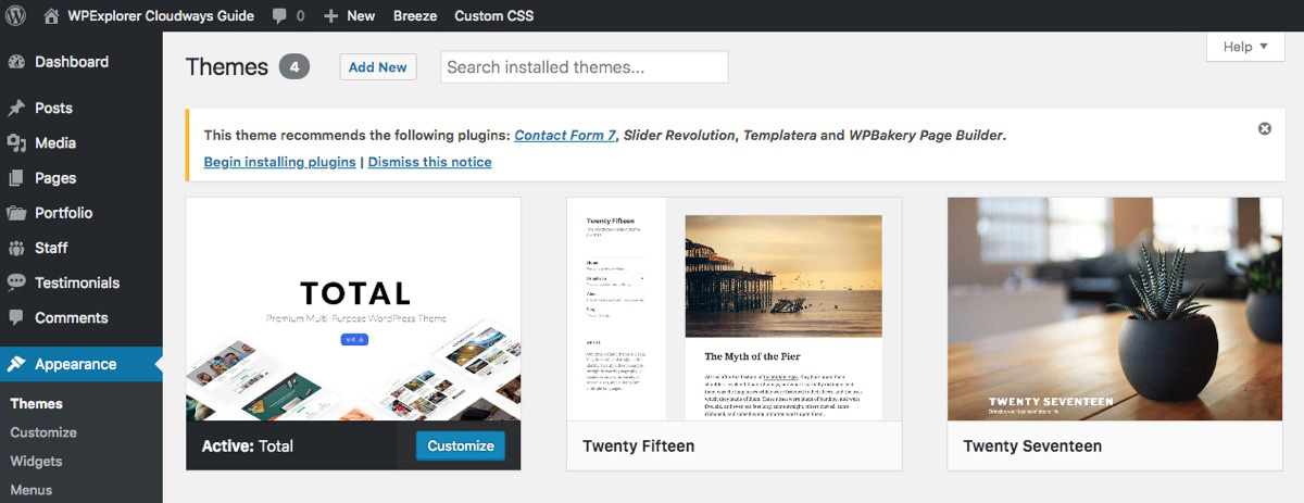 Instalar plugins recomendados do WordPress