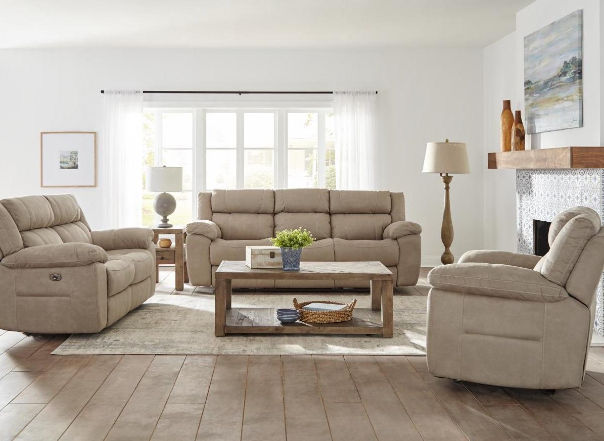 living room with power reclining sofa