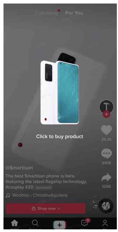 Pop-out showcase add-on for Tiktok ads