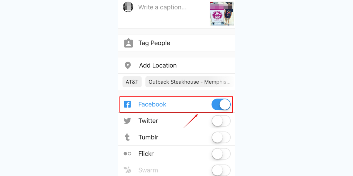 Turn on the Facebook active button