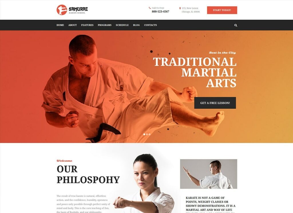 Samurai |  Tema de WordPress para Karate School and Fitness Center