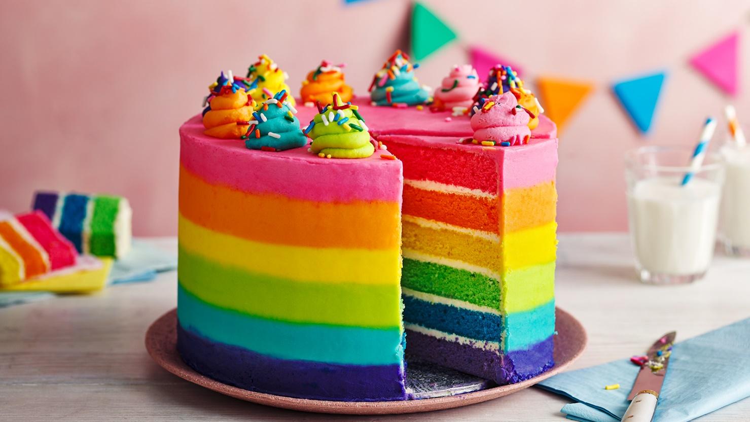 Rainbow cake recipe - BBC Food