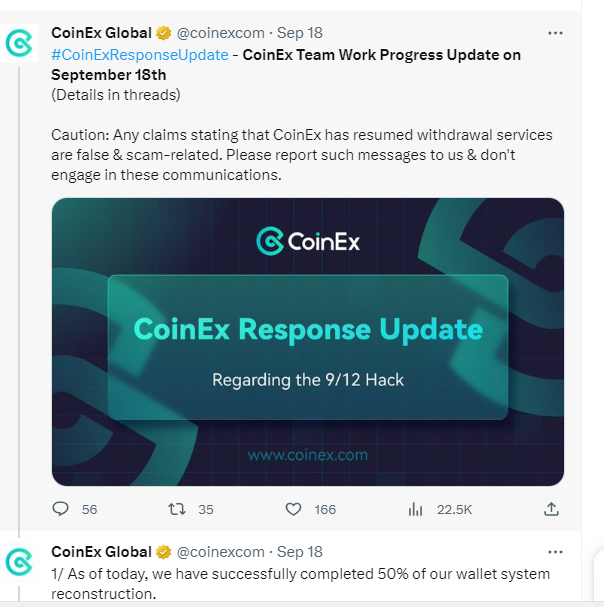 Coinex Resumes Limited Withdrawals After $70M Hack