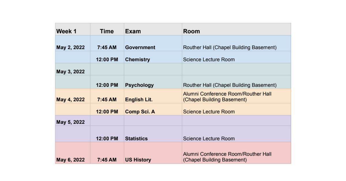 AP 2022 Exam Schedule