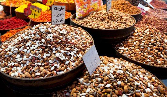 Nuts on display at Amman market