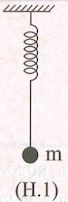 Câu 40. Lò xo nhẹ một đầu cố định, một đầu còn lại gắn vào sợi dây mềm, không dãn có treo một vật nhỏ m (như hình vẽ). Khối lượng dây và sức cản của không khí không đáng kể. Tại , m đang đứng yên ở vị trí cần bằng thì được truyền với vận tốc  thẳng đứng từ dưới lên. Sau đó, lực căng dây T tác dụng vào m phụ thuộc thời gian theo quy luật mô tả bởi đồ thị ở hình vẽ (H.2). Biết lúc vật cân bằng lò xo giãn 10cm và trong quá trình chuyển động m không chạm với lò xo. Quãng đường m đi được kể từ lúc bắt đầu chuyển động đến thời điểm  bằng