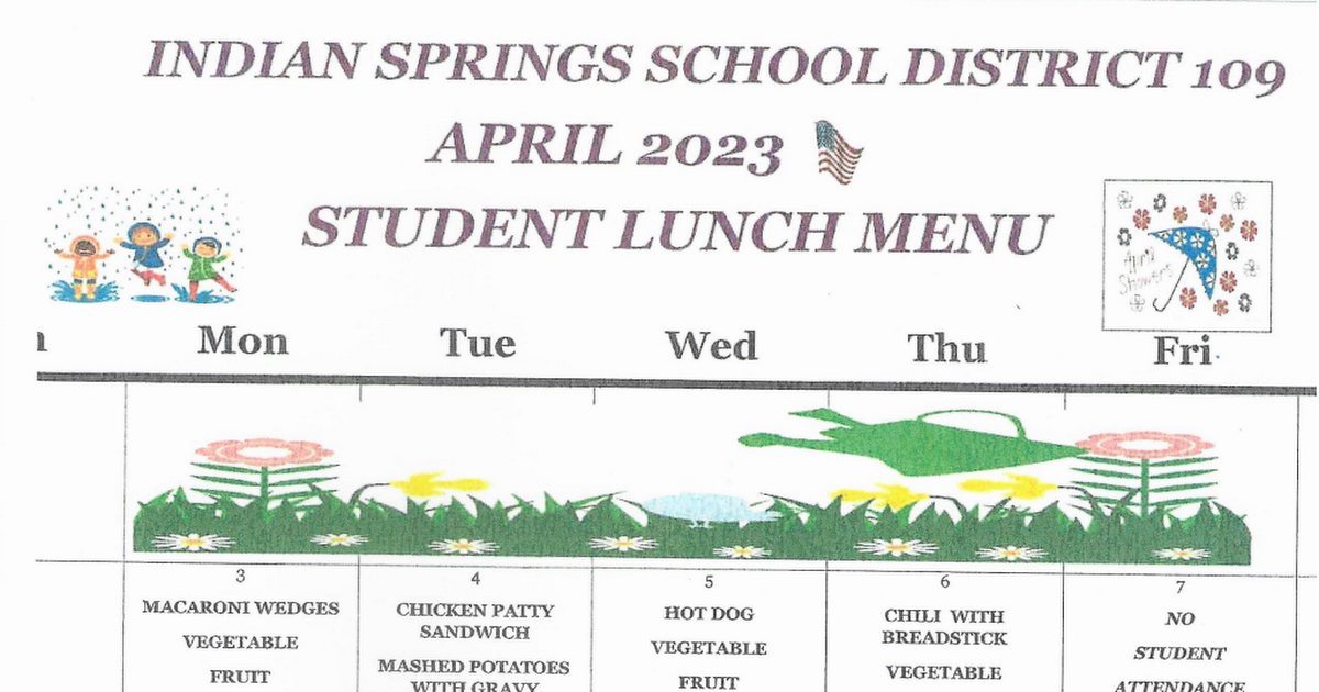 April Lunch Menu 2023