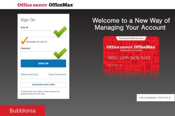 access to office depot credit card