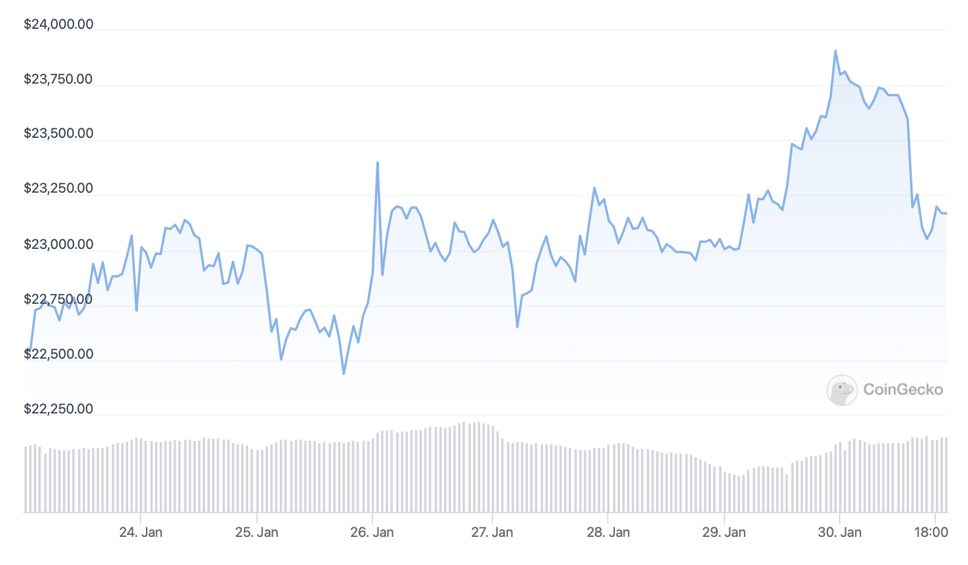 BTC price chart. Source: CoinGecko