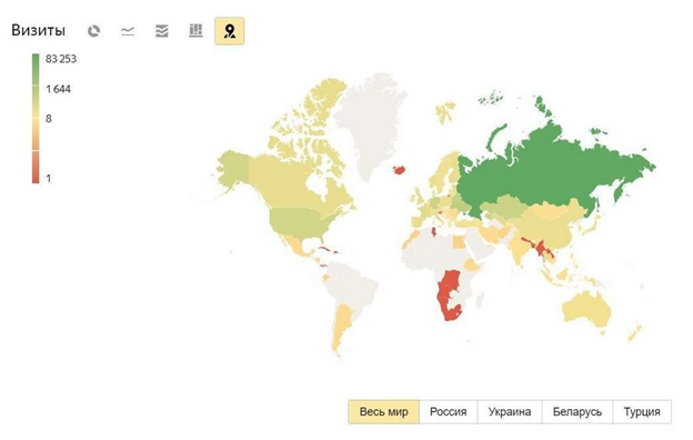 аудитория Яндекс.Дзен на карте мира
