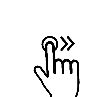 Hand icon with arrow pointing right.