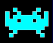 Space Invaders blue alien symbol
