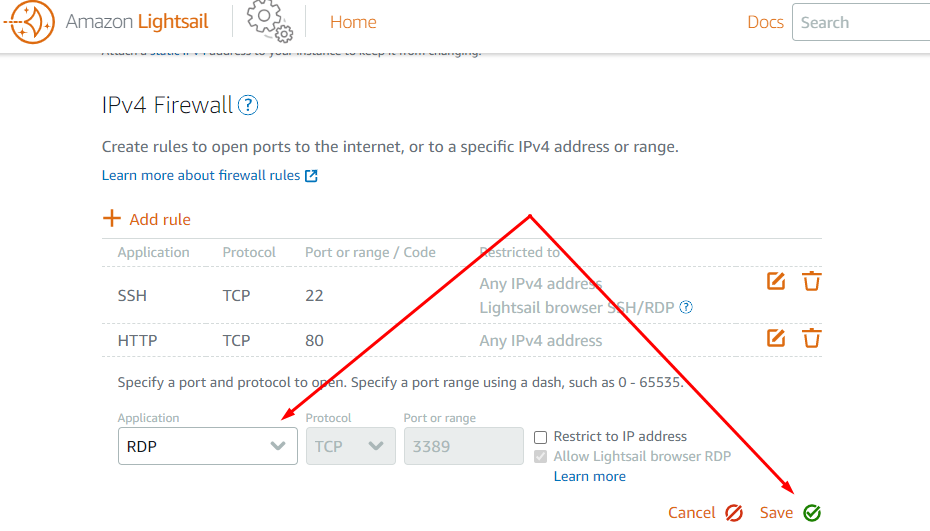Cara Buka Port VPS AWS Lightsail Windows