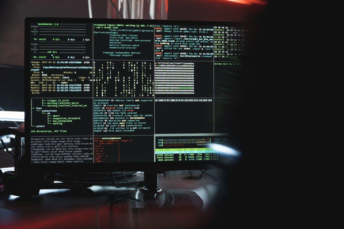 Free Close-Up View of System Hacking in a Monitor Stock Photo