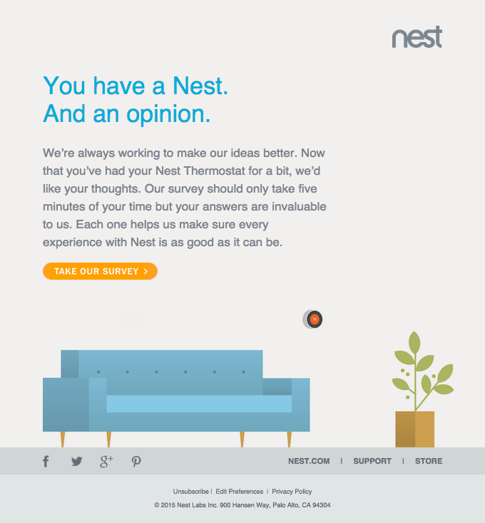 Customer retention emails, Nest