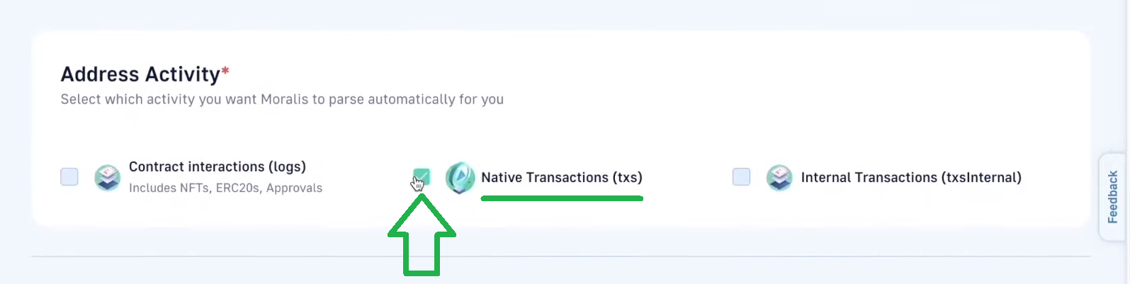 Checmarking the Native Transaction option.