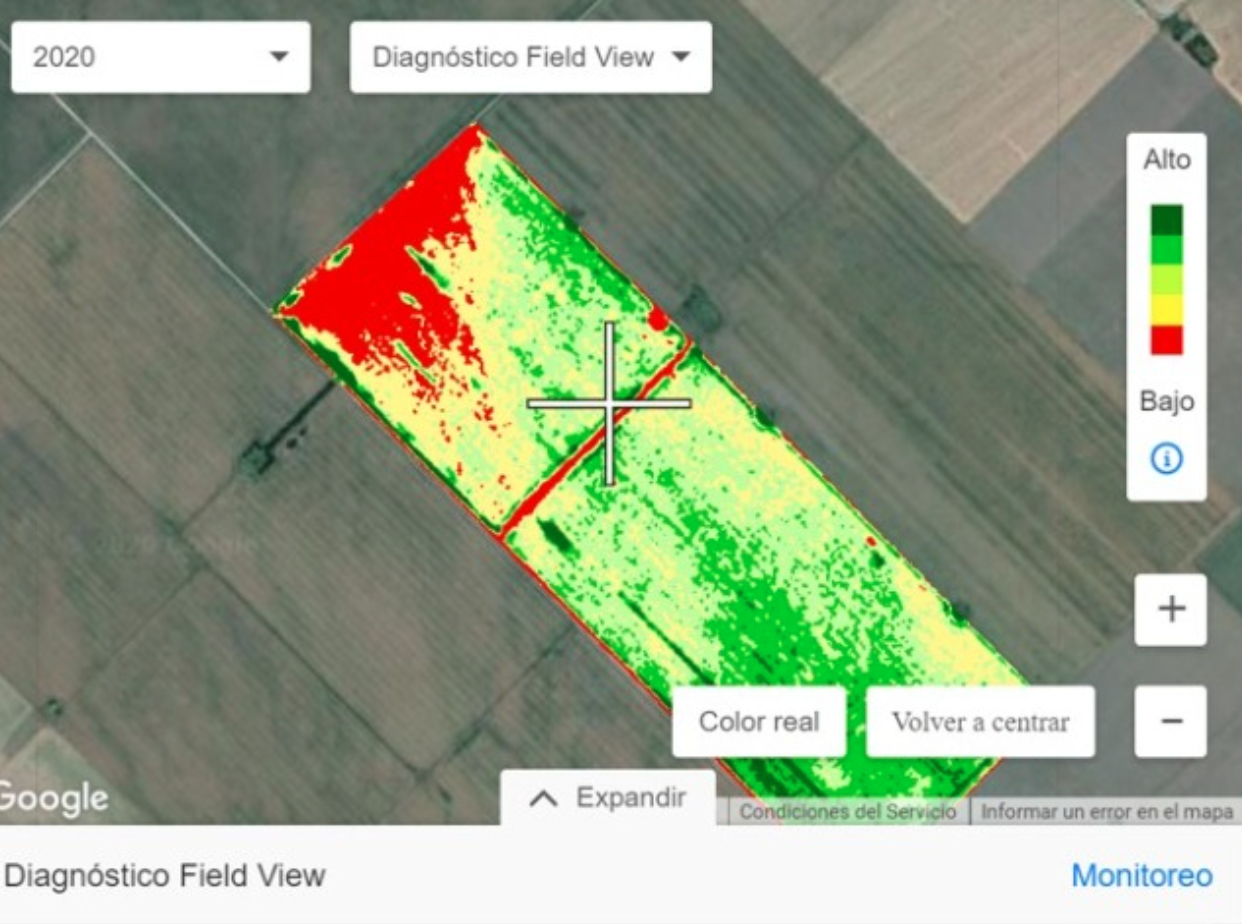 FieldView - Visualización del diagnóstico de campo en la interfaz agrícola