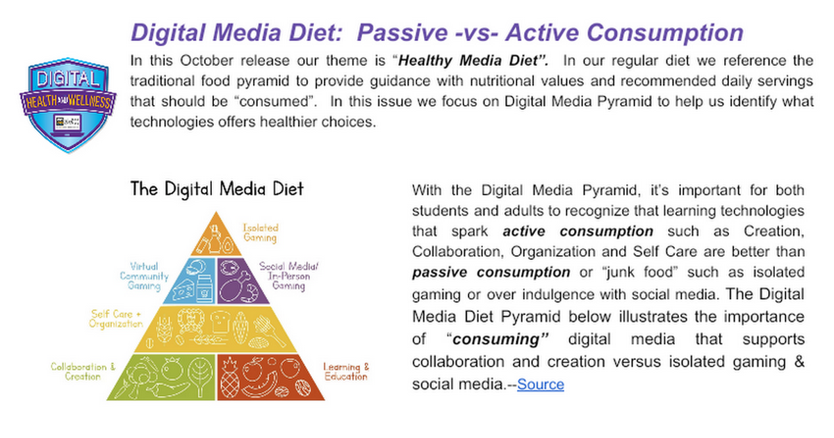 Digital Media Diet October Newsletter 2019