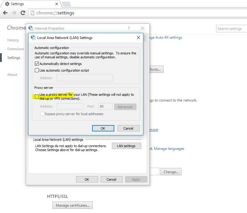 Proxy Server Setting for Browser