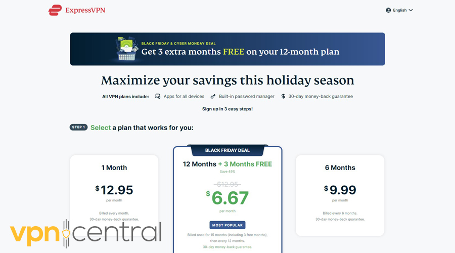 ExpressVPN pricing plans