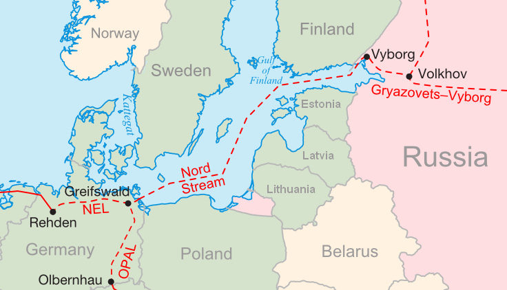 Location of Nord Stream 1