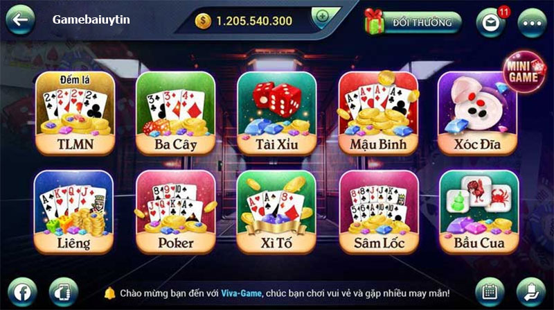 Giao diện đẹp mắt của cổng game đánh bài trực tuyến Viva Game