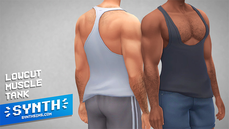 Lowcut Male Muscle Tank / Sims 4 CC