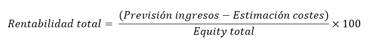 Fórmula para calcular la rentabilidad total de los proyectos de plusvalías o equity en Urbanitae