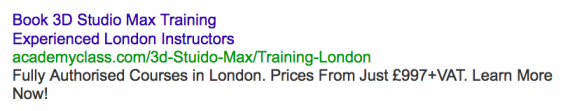 An example of an ad highly specific to chosen keyword.