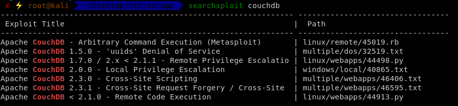 couchdb rce < 2.1.0